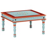 vidaXL Table basse bleu bois de manguier massif peint à la main