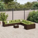 vidaXL Salon de jardin et coussins 11 Pièces marron résine tressée