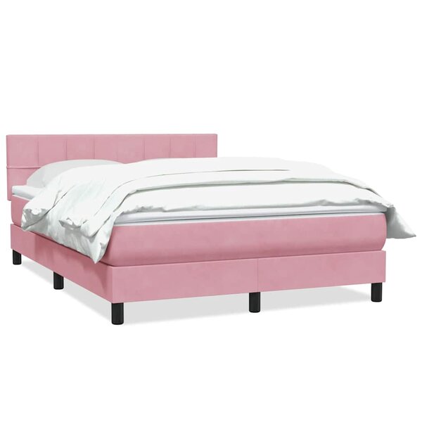 vidaXL Sommier à lattes de lit avec matelas rose 140x220 cm velours