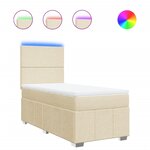 vidaXL Sommier à lattes de lit avec matelas Crème 90x200 cm Tissu