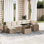 vidaXL Salon de jardin avec coussins 8 Pièces beige résine tressée