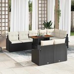 vidaXL Ensemble de canapé de jardin avec coussin 9 Pièces Noir et Crème