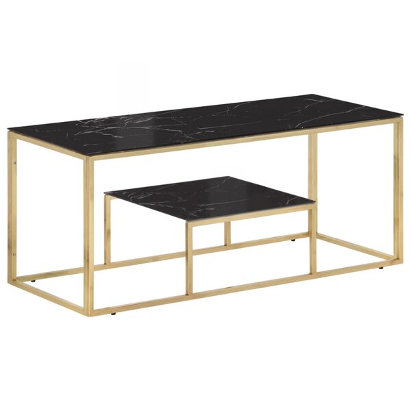 vidaXL Table basse doré acier inoxydable et verre trempé