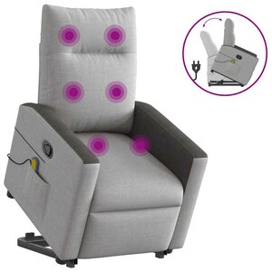 vidaXL Fauteuil de massage inclinable gris nuage tissu