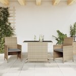 vidaXL Ensemble de bistro 3 Pièces coussins mélange beige résine tressée