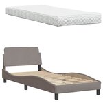 vidaXL Lit avec matelas taupe 90x200 cm tissu