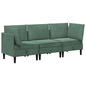 vidaXL Ensemble de meubles pour le salon 3 Pièces Vert Mer Velours