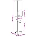 vidaXL Armoire de salle de bain Gris béton 30x30x179 cm Aggloméré