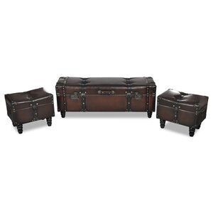 vidaXL Ensemble de bancs de rangement 3 Pièces Marron