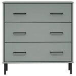 vidaXL Buffet avec 3 tiroirs Gris 77x40x79 5 cm Bois massif OSLO