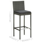 vidaXL Ensemble de bar de jardin 5 Pièces et coussins Résine tressée Gris