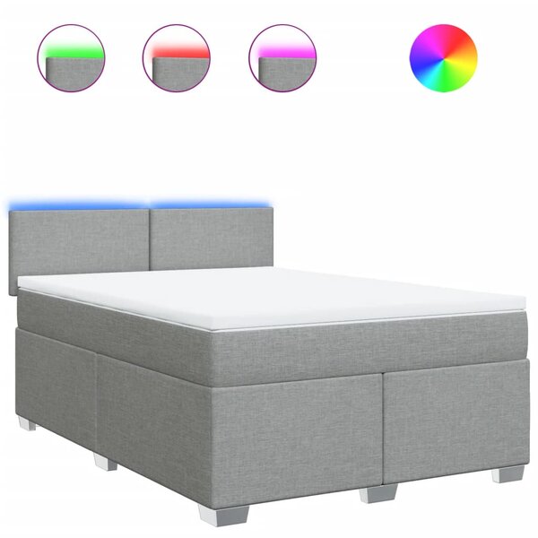 vidaXL Sommier à lattes de lit avec matelas Gris clair 140x190cm Tissu