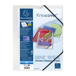 Chemise à élastiques 3 rabats polypropylène translucide Krea Cover - A4 - Incolore EXACOMPTA