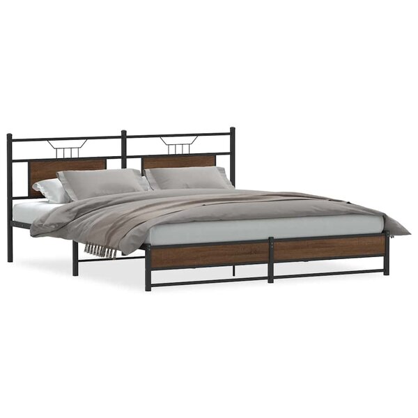 vidaXL Cadre de lit en métal sans matelas chêne marron 183x213 cm