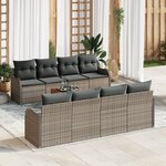 vidaXL Ensemble de Canapé de Jardin 9 Pièces avec Coussins en Rotin Synthétique Gris Acacia