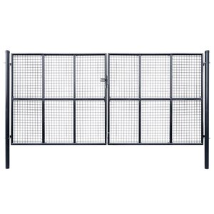 vidaXL Portail en maille de jardin Acier galvanisé 400 x 175 cm Gris