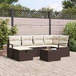 vidaXL Ensemble de canapé de jardin 7 Pièces Marron Poly rotin