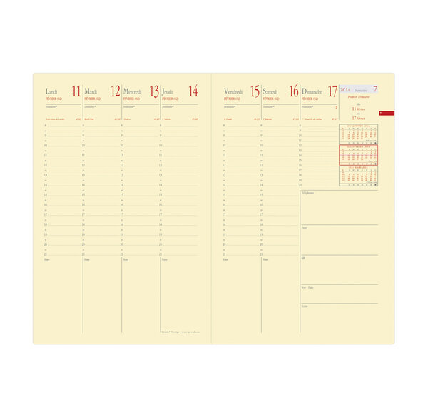 Recharge (Sans Couverture) Agenda Ministre Prestige + Répert. FR 16 x 24 cm QUOVADIS