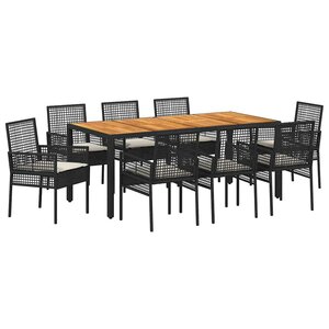 vidaXL Ensemble de salle à manger pour jardin 9 Pièces Noir polyrotin