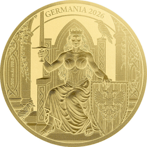 Monnaie GERMANIA Queen on the Throne 1/200 Oz Or 5 Mark Germania 2026
