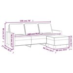 vidaXL Canapé à 3 places avec repose-pieds Marron 180 cm Tissu