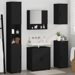 vidaXL Ensemble de mobilier de salle de bain avec tiroir 5 Pièces Noir