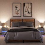 vidaXL Armoires de chevet et lumières LED 2 Pièces gris béton
