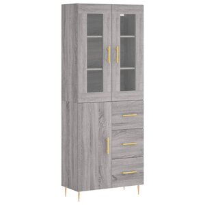 vidaXL Buffet haut Sonoma gris 69 5x34x180 cm Bois d'ingénierie