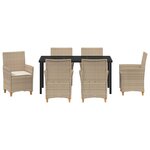 vidaXL Ensemble de salle à manger pour jardin 7 Pièces Beige polyrotin