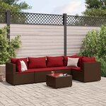 vidaXL Salon de jardin 6 Pièces avec coussins Marron Résine tressée
