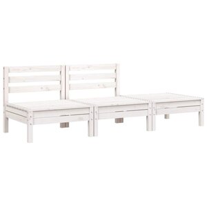 vidaXL Canapé de jardin 3 places blanc bois de pin massif