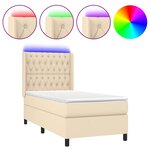 vidaXL Sommier à lattes de lit matelas et LED Crème 90x200 cm Tissu