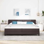 vidaXL Lit à ressorts avec matelas Marron foncé 200 x 200 cm tissu