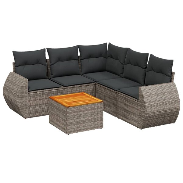 vidaXL Salon de jardin 6 Pièces avec coussins gris résine tressée