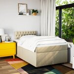 vidaXL Sommier à lattes de lit avec matelas Crème 120x200 cm Tissu