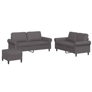 vidaXL Ensemble de canapés 3 Pièces avec coussins Gris Similicuir