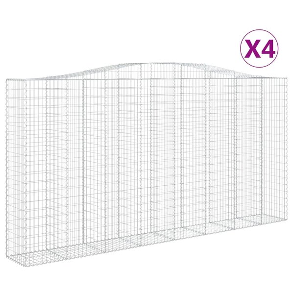 vidaXL Paniers à gabions arqués 4 Pièces 400x50x200/220 cm Fer galvanisé
