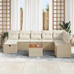 vidaXL Ensemble de canapé de jardin 9 Pièces Beige Poly rotin