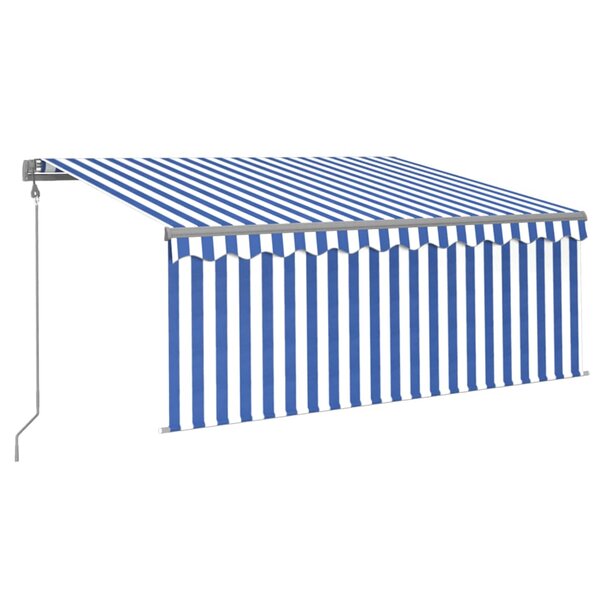 vidaXL Auvent automatique avec store capteur de vent et LED Bleu blanc