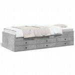 vidaXL Lit de jour avec tiroirs sans matelas gris béton 75x190 cm