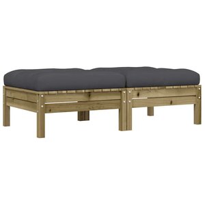 vidaXL Repose-pieds de jardin avec coussins 2 Pièces bois de pin imprégné