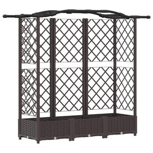 vidaXL Lit Élevé avec Treillis et Toit Marron 163 x 40 x 123 cm PP