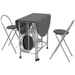 vidaXL Ensemble de salle à manger pliable 5 pièces MDF noir