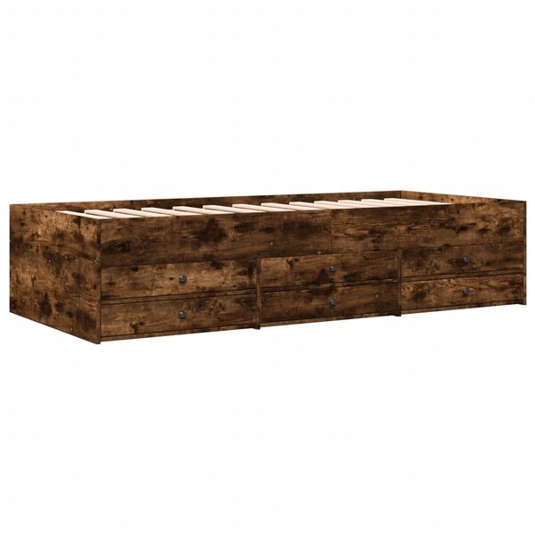 vidaXL Lit de jour et tiroirs chêne fumé 75x190 cm bois d'ingénierie