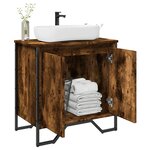vidaXL Armoire lavabo de salle de bain chêne fumé 60x35x60 cm