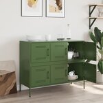 vidaXL Buffet vert olive 100 5x39x79 cm acier