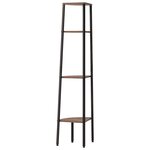 vidaXL Étagère d'angle à 4 niveaux Marron foncé et noir 45 5 x 31 5 x 150 cm