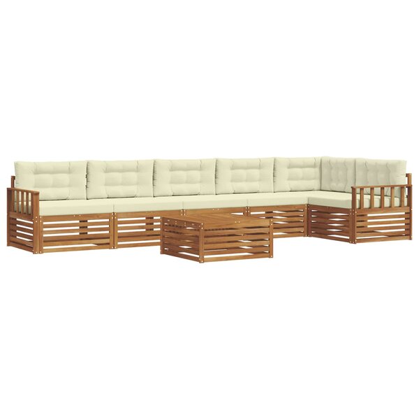 vidaXL Ensemble de canapés d'extérieur 7 pc Naturel et Crème