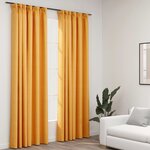 vidaXL Rideaux occultants aspect lin et crochets 2 Pièces Jaune 140x245cm
