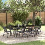 vidaXL Ensemble de jardin de 9 pièces Noir Poly Rattan